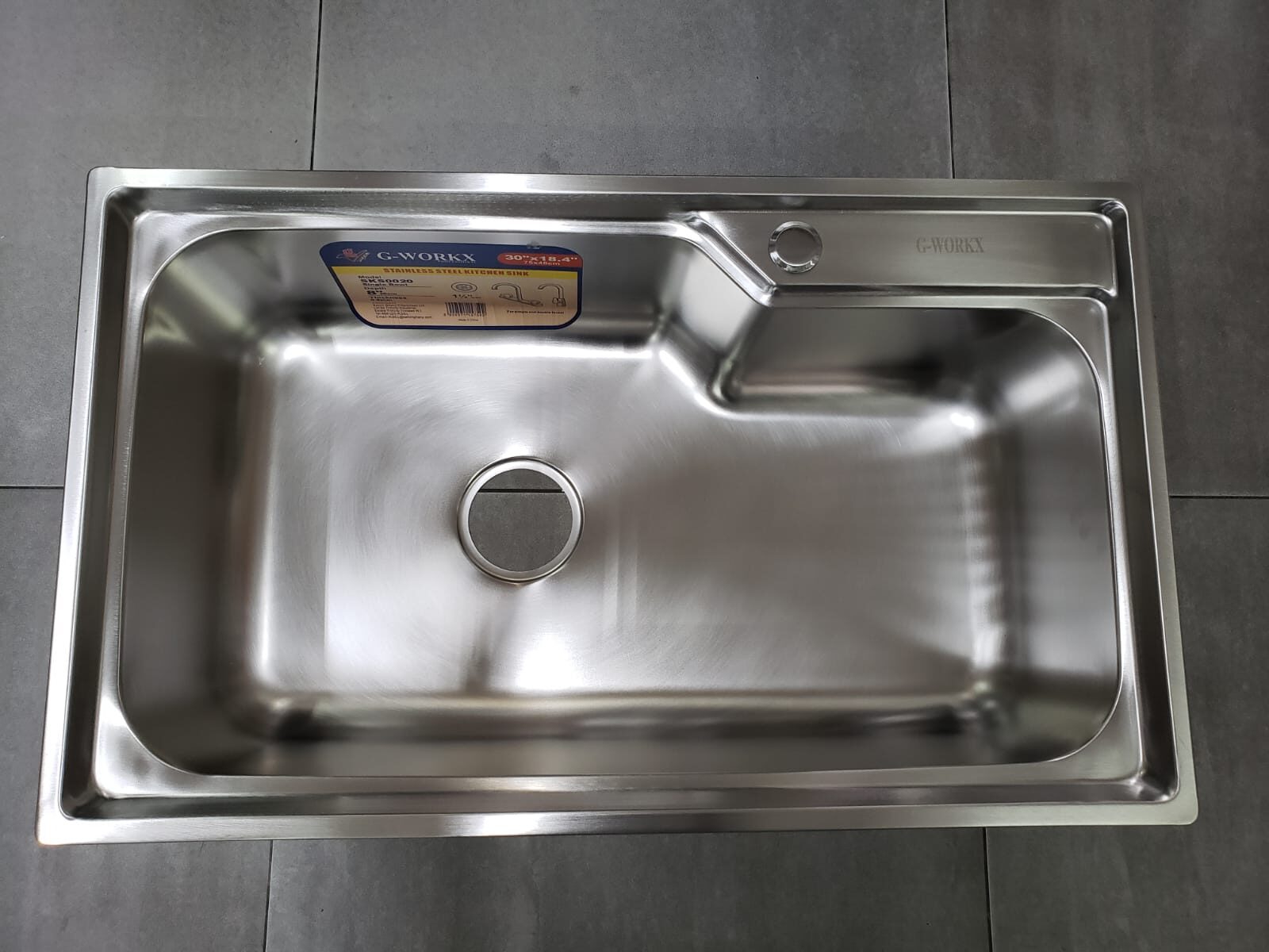G-Workx Top Mount Kitchen Sink SB S/S 30” x 18” x 8” 1TH – SKS0020